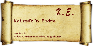 Krizsán Endre névjegykártya